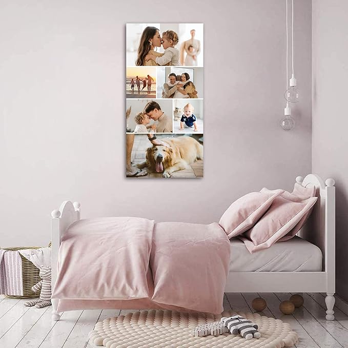 LZIMU Collage Canvas Prints with Your Photos Personalized Multi Pictures for Wall Custom Family Wedding Baby Pet Dog Photo to Canvas Customized Gifts Home Wall Decor (Collage Photo-12, No frame)