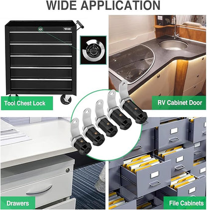 2 Pack Black Cabinet Lock with Keys, 1-1/2" RV Storage Locks Keyed Alike, RV Locks for Storage Door, Camper Toolbox RV Cam Locks with Manual (Black -2 Pack, 1-1/2 Inch)