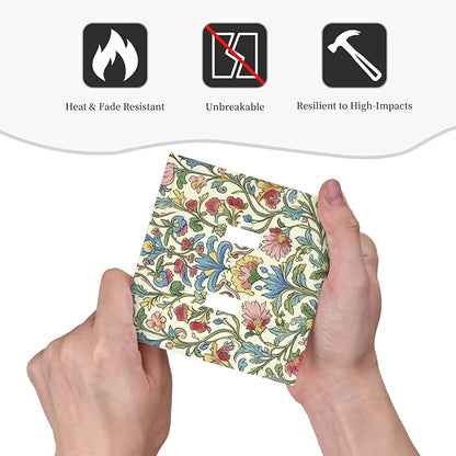 Decorative Switch Plates Boho Red Floral Morris Plant Leaves 2 Gang Double Toggle Outlet Light Switch Cover Wall Plate Electrical Faceplate For Farmhouse Cabin Decor