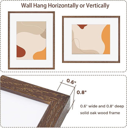 16x20 Picture Frame for Wall, Real Oak Wood Frames 16 by 20, 16x20 Frame Matted to 11x14, Tempered Glass, 16 x 20 Wood Frame, 16"x20" Poster Frame, Walnut Color, 1 Pack