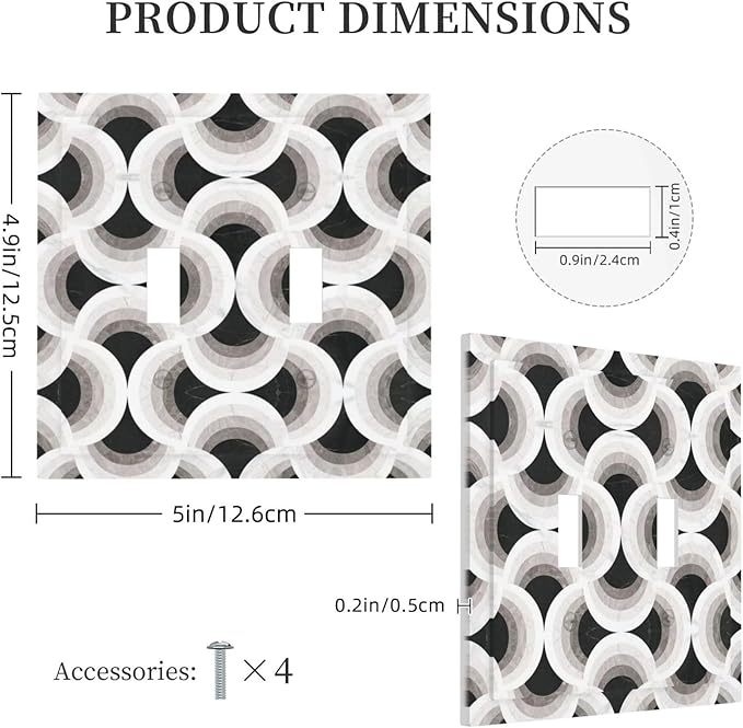 Abstract Art Marble 2 Gang Double Toggle Decorative Light Switch Covers Electrical Faceplate Switch Plates for Bathroom Kitchen Home