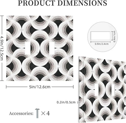 Abstract Art Marble 2 Gang Double Toggle Decorative Light Switch Covers Electrical Faceplate Switch Plates for Bathroom Kitchen Home