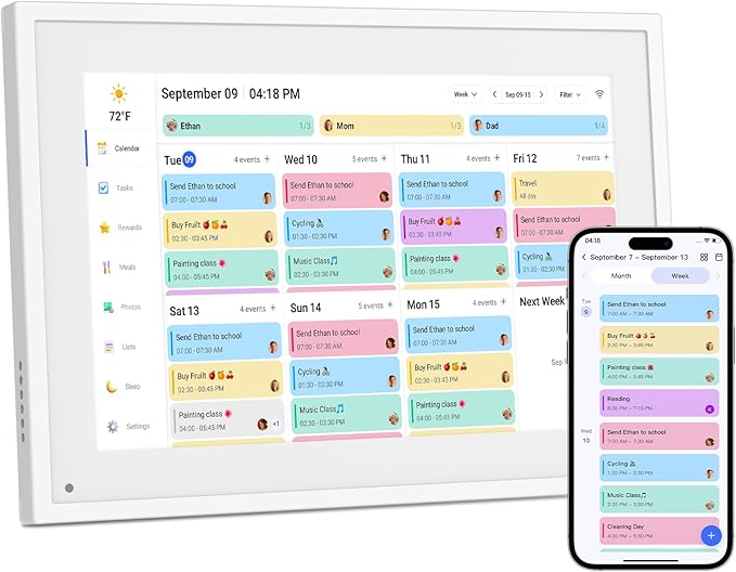 Canupdog Digital Calendar, 10.1inch Smart WiFi Digital Calendar&Chore Chart, Touch Screen HD Display for Family Schedules, Share Moments Instantly from Anywhere, Christmas Gifts for Women Mom