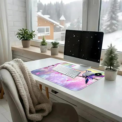 Heated Mouse Pad with 3 Temperature Settings(104°F–122°F),Large 24x14.2 Inch PU Leather Heated Desk Mat,Waterproof Warming Pad for Office,Gaming & Cold Hands Relief,Hummingbird Cherry Bloom