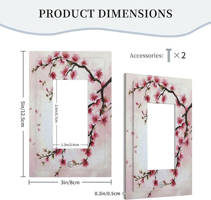 Branch with Pink Flowers Single Decora Outlet Wall Plate 1 Gang Rocker Decorative Switchplate Faceplate GFCI Light Switch Covers for Home Living Decor