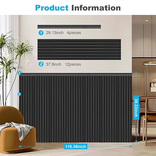 Art3d Wainscoting Wall Panel Kit, 37.8" Tall Beadboard Panels for Walls, Polystyrene Board and Batten Wall Panel Kit, Easy DIY Decorative Trim for Living Room, Kitchen, Bedroom – Covers 31 Sq.Ft