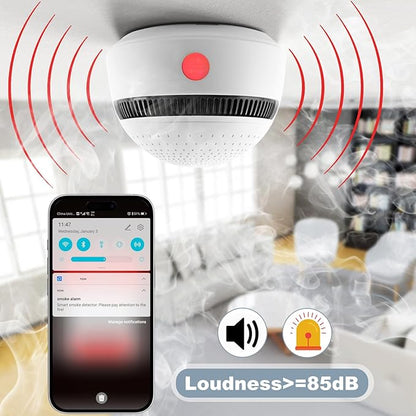 6-Pack Smart Smoke Detector with 10-Year Battery(Replaceable),Wi-Fi Smoke Detector with Smart Life App Notifications,Mini Size Fire Alarm for Home,RV,Easy Install