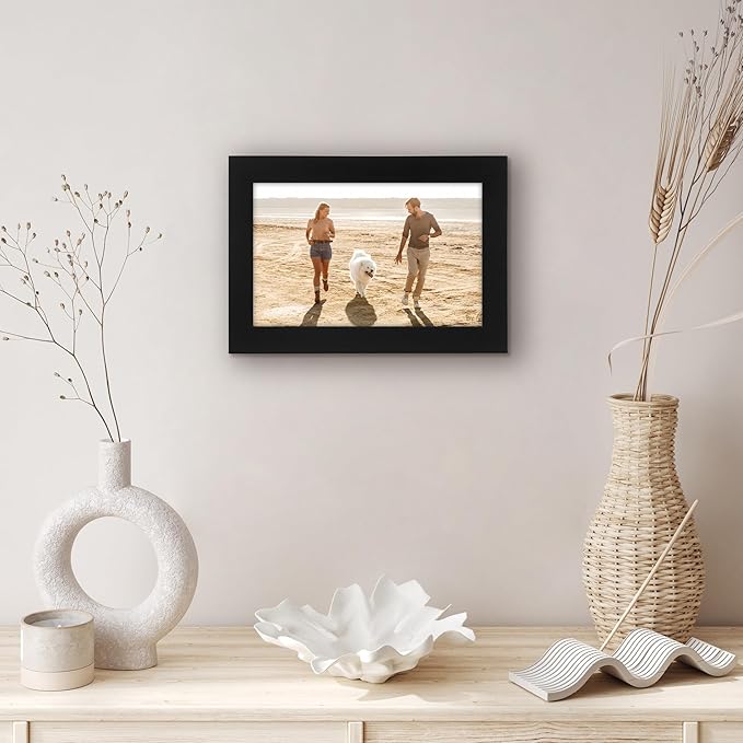 Americanflat 5x8 Picture Frame with Shatter-Resistant Glass - Signature Collection - Gallery-Style Frames Made of Engineered Wood - Photo Frame for Tabletop and Wall Display - Black