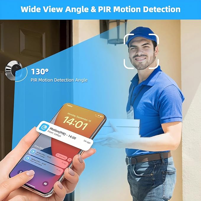 Zunate Door Peephole Camera, 4.3 inch LCD Screen 120 Wide Angle Visual Doorbell Digital Door Viewer, Door Peephole Viewer Video Doorbell 1080P Camera with PIR Motion Detection
