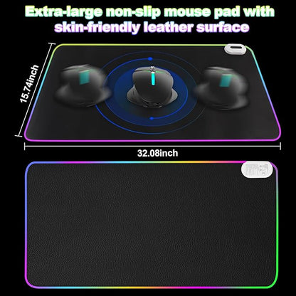 Heated Mouse Pad - Warm Mouse Pad - 6-Level Temperature Adjustment, Smart Temperature Control, LED Gaming Mouse Pad, 8-Hour Timer with Auto Shut-Off,31.5 x 15.7 inches
