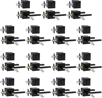 Keyed Entry Door Handle with Single Cylinder Deadbolt, Keyed Alike(Same Keys Only Per Set) Front Door/Exterior Door Lever Lockset, Matte Black, 15 Sets of Locks with 15 Sets of Different Keys