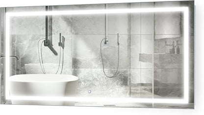 Krugg | Large 54 Inch X 24 Inch LED Bathroom Mirror | Lighted Vanity Mirror Includes Dimmer & Defogger | Wall Mount Vertical or Horizontal Installation