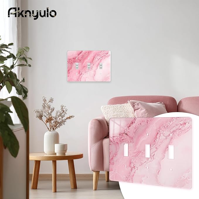 Abstract Pink Marble Design Acrylic Wall Plate Cover Switch Plate Cover Light Switch Cover Switch Cover Decorative 3 Gang Toggle Outlet Covers Switch Cover