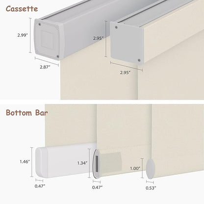 Motorized Roller Blinds with Remote, 100% Blackout Automatic Roller Shades for Bedroom, Bathroom, and Living Room, Customized Size, Warm Beige