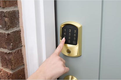 Schlage BE489WB-GRW Encode WiFi Enabled Electronic Keypad Deadbolt with Greenwich Trim - Satin Brass