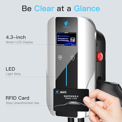 Level 2 EV Charger J1772 Fast Charging,EV Chargers for Home 40 Amp-Smart Display,Electric Car Charger 240V,Electric Vehicle Charging Stations Outdoor/Indoor,Charge Point NEMA 14-50 Home Flex, 25ft