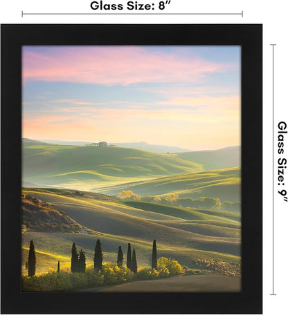 Americanflat 8x9 Picture Frame with Shatter-Resistant Glass - Signature Collection - Gallery-Style Frames Made of Engineered Wood - Photo Frame for Tabletop and Wall Display - Black