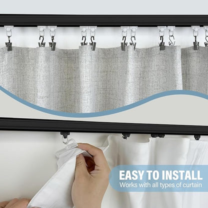Curtain Track Ceiling Mount heavy duty sliding Curtains Tracks rails Rod System Room Divider with clips 15-18ft Black