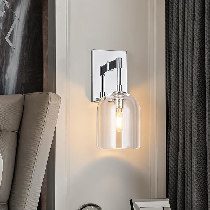 Modern Crystal Wall Sconces Indoor Chrome Wall Lamp Vanity Wall Lighting for Bathroom Bedroom Living Room Stair（1Pack）