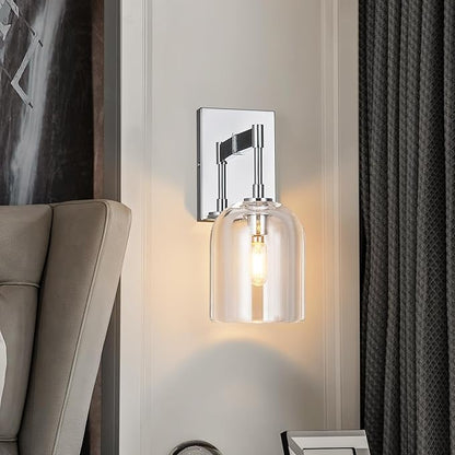 Modern Crystal Wall Sconces Set of Two Indoor Chrome Wall Lamp Vanity Wall Lighting for Bathroom Bedroom Living Room Stair（2Pack）