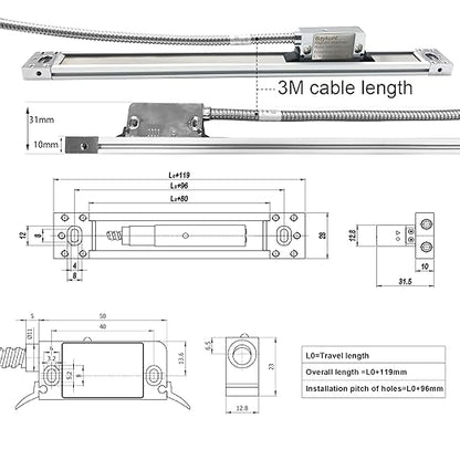 12" x 30" x 16" 3 Axis DRO Digital Readout for Mill DRO Magnetic Scale Encoder Milling Machine 320mm+770mm+420mm Tool IP67 Sealing Protection