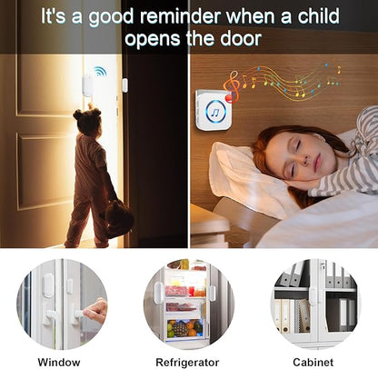SanJie Door Chime, Door Open Contact Sensor Alarm with 500 FT Range,55 Chimes 5 Adjustable Volume for Business/Store/Home/Office When Entering 3 Sensors + 1 Receiver
