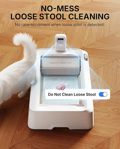 PETKIT Open-Top & AI Camera Self Cleaning Cat Litter Box, Urinary Health Monitor Automatic Cat Litter Box, Smart Robot with 2-Way Raking/5G WiFi/Safety Sensors/Odor Control for Multiple Cats (White)