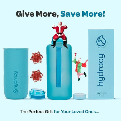 Hydracy Water Bottle with Time Marker -Large BPA Free Water Bottle & No Sweat Sleeve -Leak Proof Gym Bottle with Fruit Infuser Strainer & Times to Drink -Ideal for Fitness Sports & Outdoors