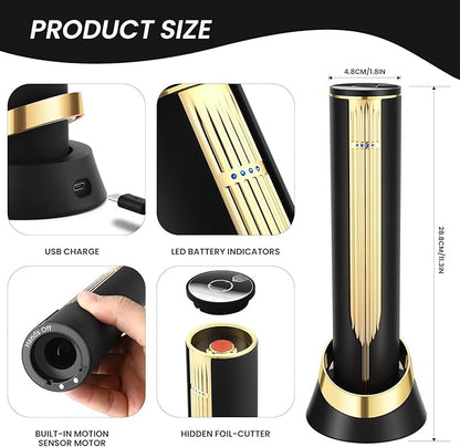 Electric Wine Bottle Opener with Charging Base & Built-in Foil Cutter – Rechargeable Intelligent Touch-Activated Automatic Corkscrew – Luxury Christmas Wine Gifts for Women, Men, Seniors