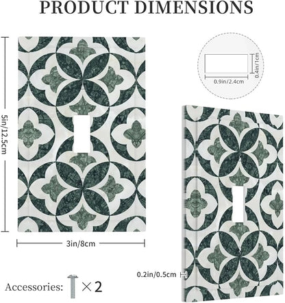 Green Luxury Modern Cubic Marble 1 Gang Single Toggle Decorative Light Switch Covers Electrical Faceplate Switch Plates for Bathroom Kitchen Home