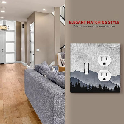 Wallplates Natural Landscape Mountains Pine Trees 1 Toggle 1 Duplex Switch Plate Electrical GFCI Faceplate Decorative Light Switch Covers for Bedroom living Room Decor