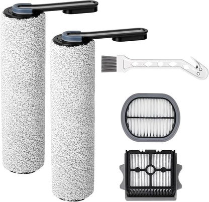 Only Floor ONE S5Combo Roller Brush Replacement and Vacuum Filter Kit Compatible with Tineco Floor ONE S5Combo Smart Wet Dry Vacuum Replacement Parts,2 Roller Brushes,2 HEPA Filters,1 Cleaner Brush