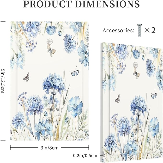 Light Switch Cover Plate Blue Floral Hydrangea Plants 1 Gang No Device Blank Electrical Wall Plates Faceplate Decorative Switch Plate for Bedroom Home Decor