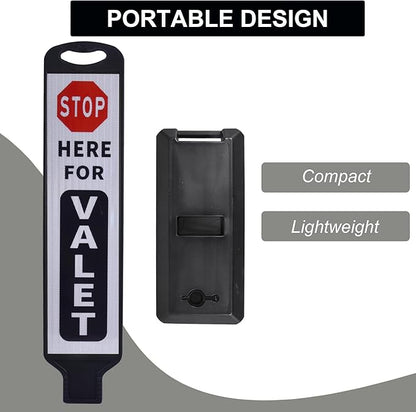 OrangeStar 2-Pack Valet Parking Signs - Double-Sided Reflective Parking Lot Signs with Water-Filled Base, Heavy-Duty Traffic Control for Hotels, Restaurants & Events, White