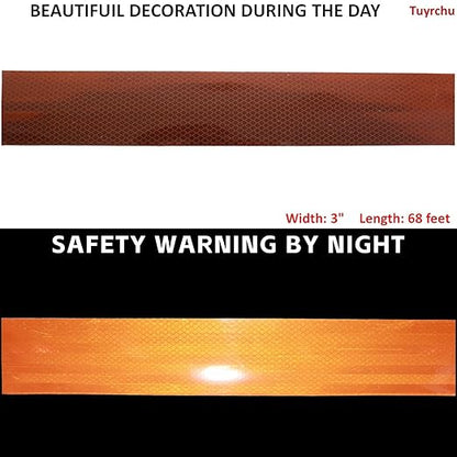 Non Fading Reflective Tape Brown 3 inch, Outdoor Waterproof High Visibility Warning Industrial Marking Tape, Safety Stickers (68 feet)