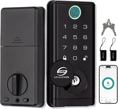Smart Door Lock, Keyless Entry Deadbolt with Fingerprint, Biometric Electronic Door Lock with Keypad & App Control, Easy Installation for Front Door, Home, Office