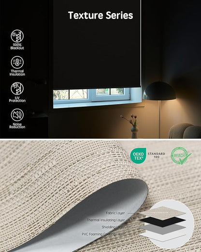 Yoolax Motorized Blinds with Remote, Smart Blinds for Windows Blackout Automatic Shades Work with Alexa Remote Control Roller Window Shades with Valance, Custom Size (Jacquard Coffee)