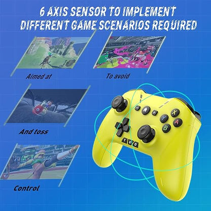 Bluetooth Controller for Switch/Mac/PC/Steam/Mobile Phone/iOS/Android//TV/iPad/Table/Apple Arcade MFi Games, switch pro controller wireless with Adjustable Dual Motion,Turbo,Macros,6-Axis,Wake Up for Black Myth: Wukong (Black) (Purple) (Yellow)
