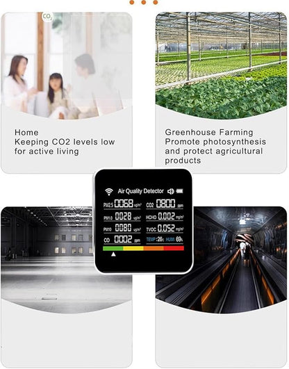 Ejoyous Smart Air Quality Detector, 14 in 1 Indoor Air Quality Monitor with PM2.5 VOCs Temperature Humidity Sensor, for Home Office Travel Use