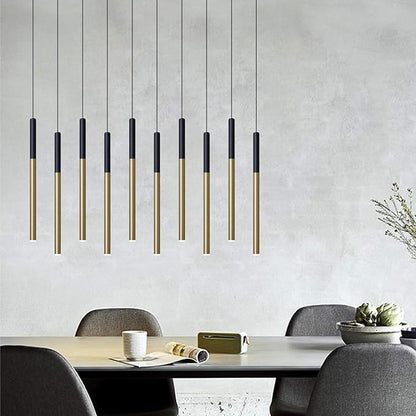 ALTAIR 10 Mini Pendant Lighting Black-Brass - LED Hanging Light Fixture for Kitchen Island, Bar, Foyer - Cluster Pendants - Dimmable, Adjustable Wire, Lamp Bulb Included