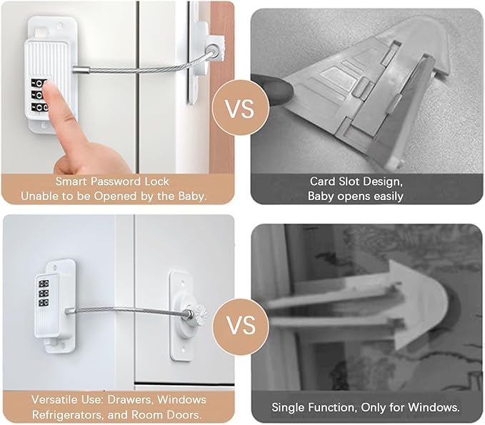 Heavy Duty Combination Refrigerator Lock (4 Pack) - Cabinet Locks Baby Proofing, No Drilling Adhesive Fridge Locks, for Fridge, Cabinets, Drawers, Window and Child Safety Cabinet Lock