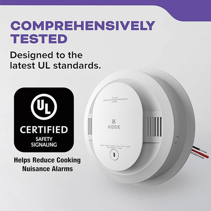 Kidde Hardwired Smoke & Carbon Monoxide Detector, 10-Year Battery Backup, Voice Alerts, Interconnectable LED Warning Light Indicators, 2 Pack