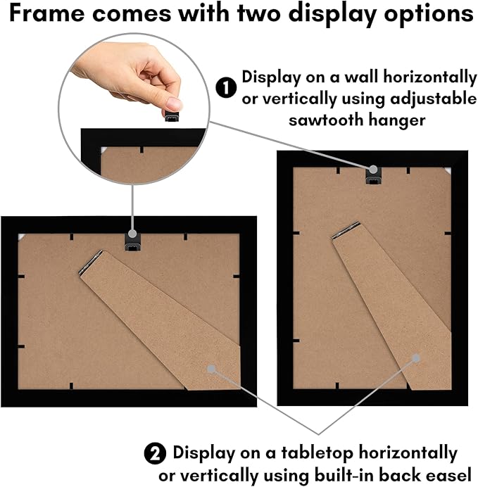 Americanflat 7x10 Picture Frame with Shatter-Resistant Glass - Signature Collection - Gallery-Style Frames Made of Engineered Wood - Photo Frame for Tabletop and Wall Display - Black