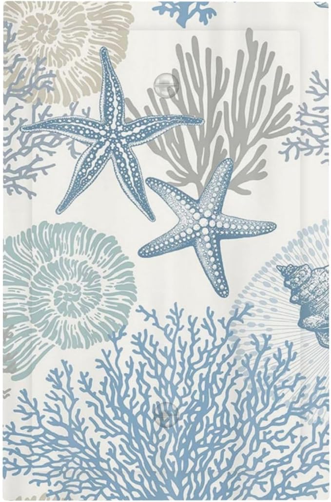 Decorative Light Switch Plate Covers Blue Starfish Coral Seaweed 1 Gang No Device Single Blank Outlet Covers Wall Plate Light Switch Cover Plate for Bathroom Bedroom Decor
