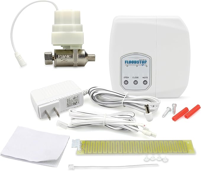 FloodStop Ice Maker Leak Detector Kit with Automatic Water Shut-Off and Visual/Audible Alarms, 1/4" Compression