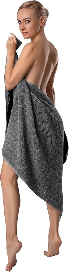 BAGNO MILANO Turkish Bath Towels, Soft Plush Jacquard Luxury Bath Towels, Quick Dry Towel Set (Charcoal, 4 Pcs Hand Towel Set)