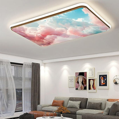 2PCS Fluorescent Light Cover for Ceiling Light Classroom-Cloud Magnetic Light Cover Fluorescent Light Shade Panel,Decorative Film Filter for Reducing Harsh Glare Flicker Home School Office Decorations