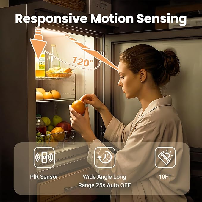 Under Cabinet Lights, Motion Sensor Magnetic LED Light, 8 inch 1000mAh Rechargeable Battery Dimmable Lights with 3 Color Temps, Indoor Wireless Lighting for Kitchen, Closet, Pantry, Counter, 4 Pack