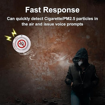 2in1 Cigarette Detector with 10 Level Sensitivity, Infrared Remote Control, PM2.5 Indoor Air Quality Monitor, Ceiling Mounted Smoke Detection for Offices, Restaurants, Hospitals, Schools, Apartments