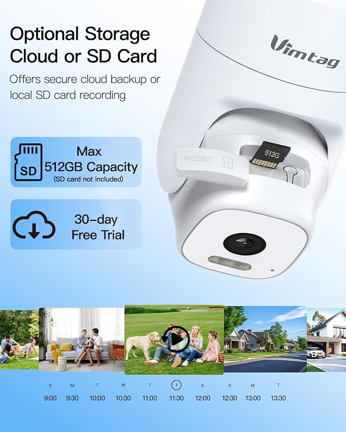 VIMTAG 2.5K Outdoor Cameras for Home Security, 4MP Security Camera Outdoor, 2.4G/5G WiFi, Wired Outside Camera for House with Audio and Video, Motion Sensor, Color Night Vision, SD Card/Cloud Storage